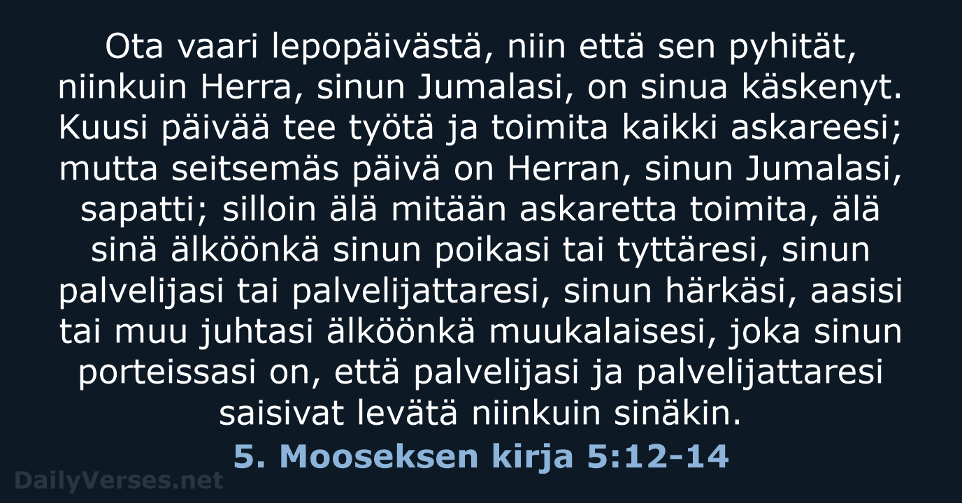 5. Mooseksen kirja 5:12-14 - KR38