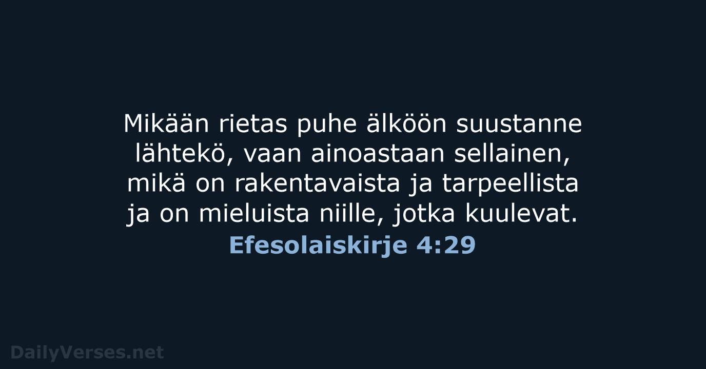 Efesolaiskirje 4:29 - KR38