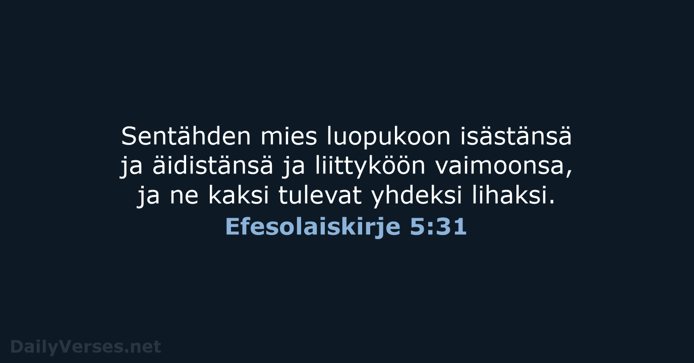 Efesolaiskirje 5:31 - KR38