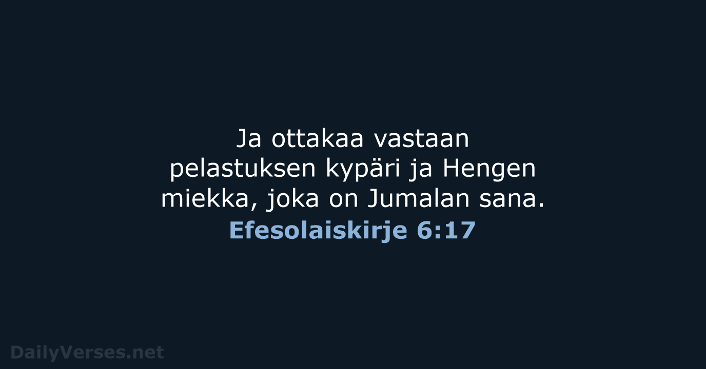 Efesolaiskirje 6:17 - KR38