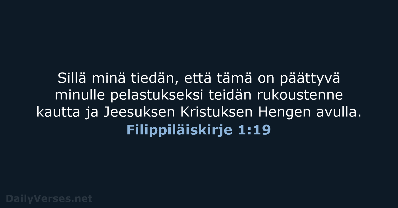 Filippiläiskirje 1:19 - KR38