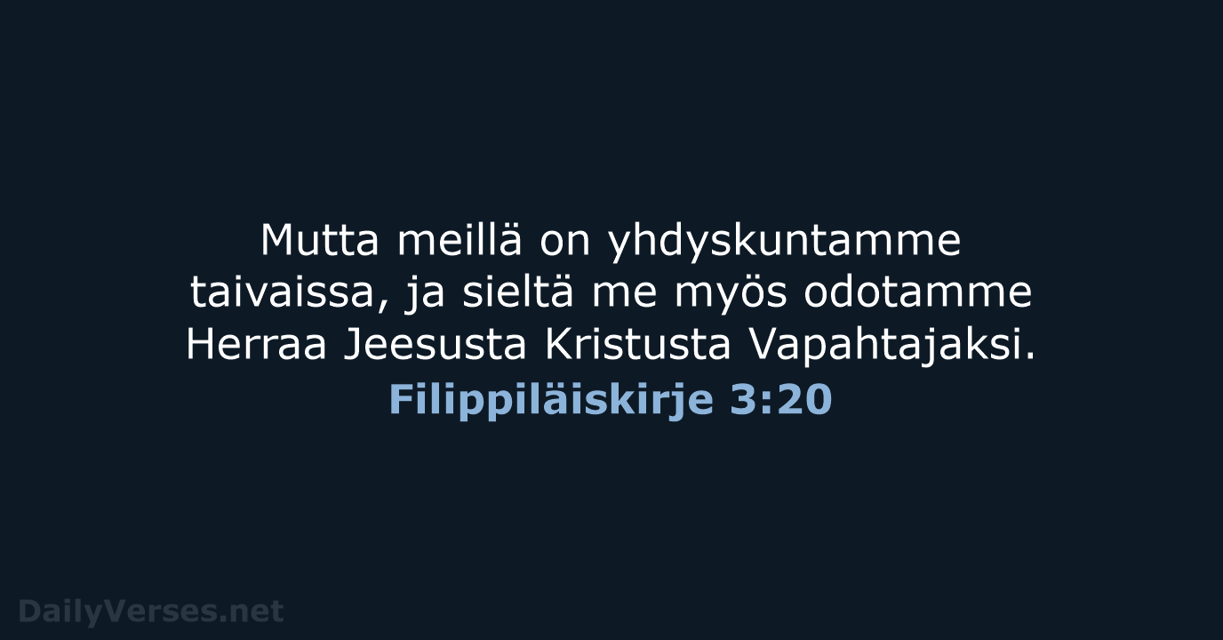 Filippiläiskirje 3:20 - KR38