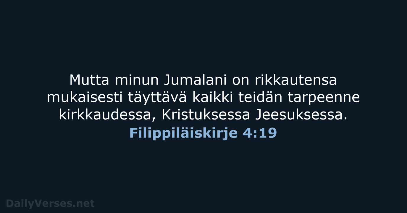 Filippiläiskirje 4:19 - KR38