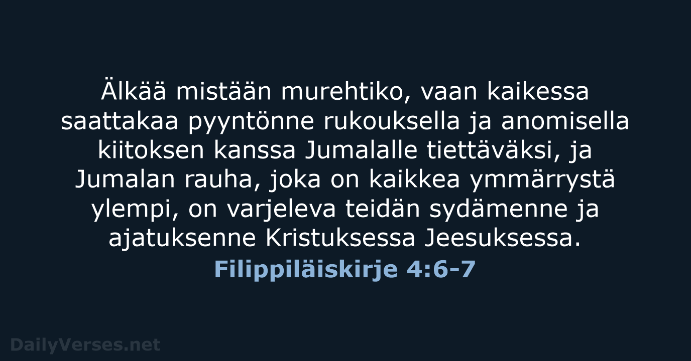 Filippiläiskirje 4:6-7 - KR38