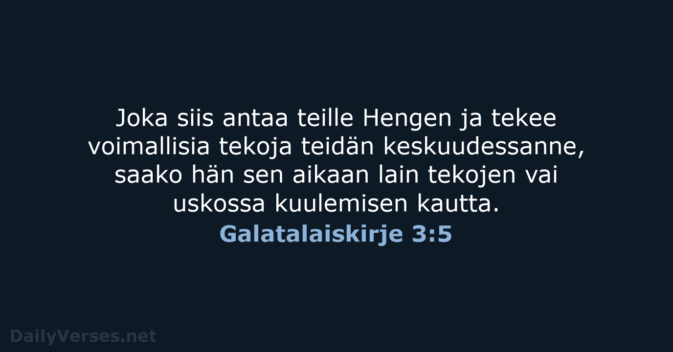 Galatalaiskirje 3:5 - KR38