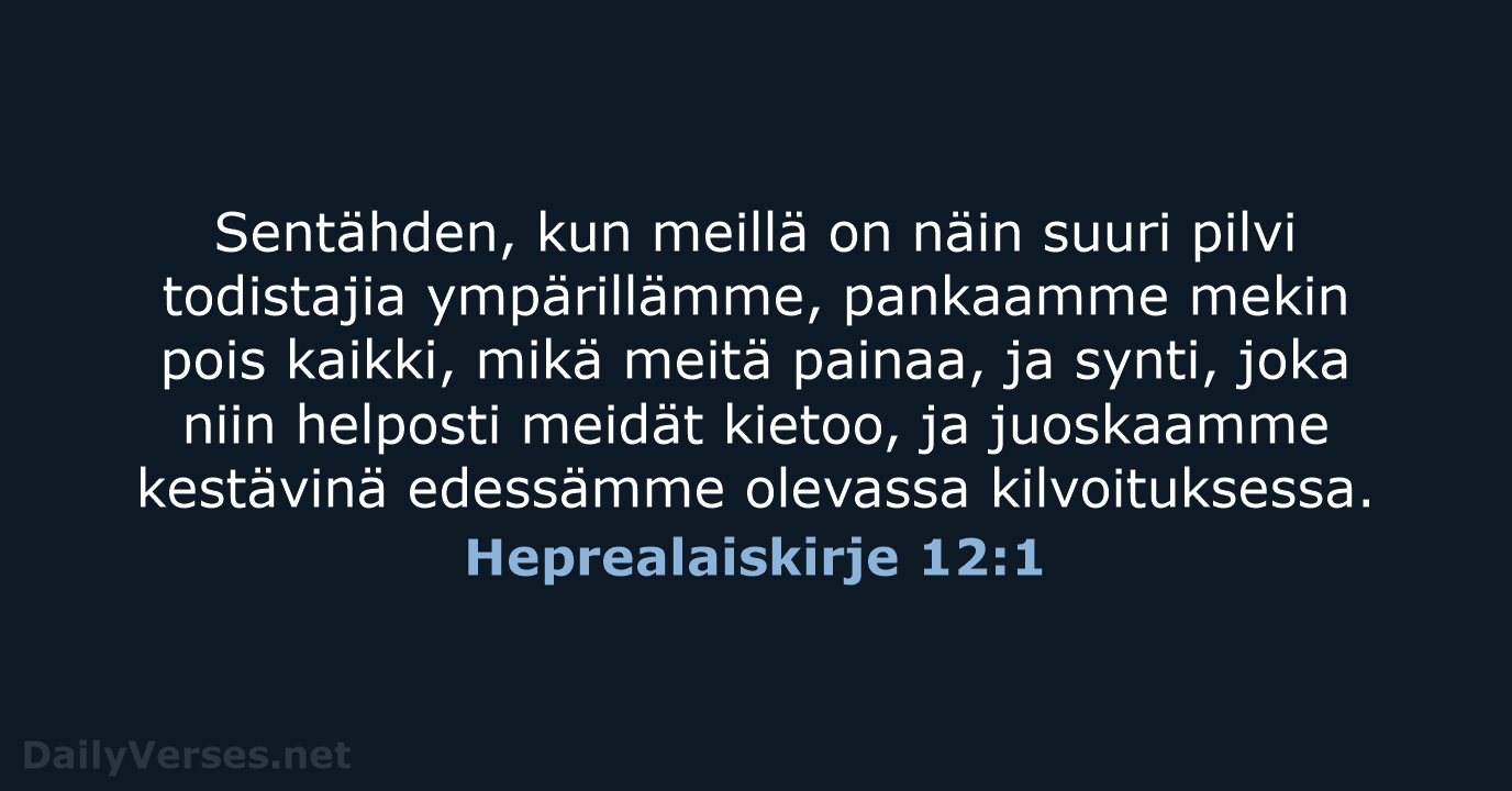 Heprealaiskirje 12:1 - KR38