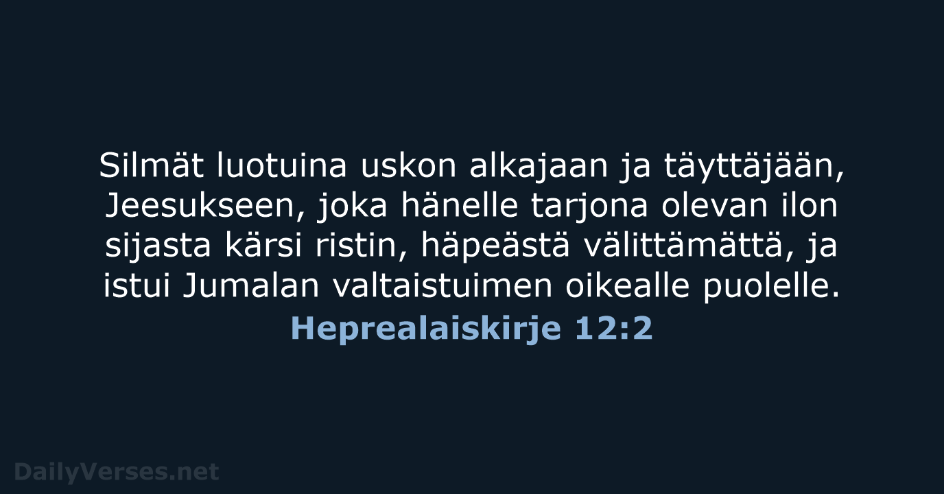 Heprealaiskirje 12:2 - KR38