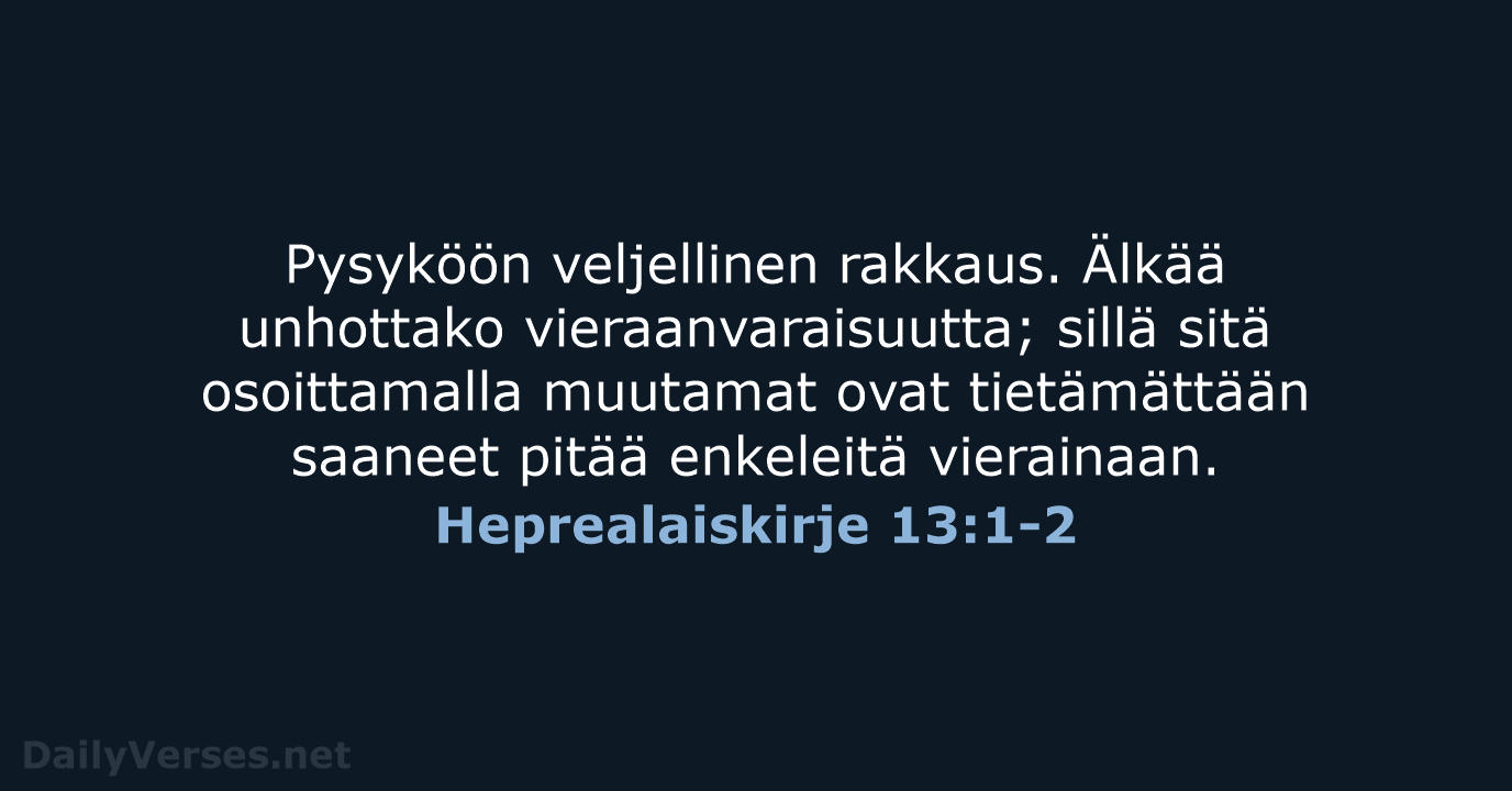 Heprealaiskirje 13:1-2 - KR38