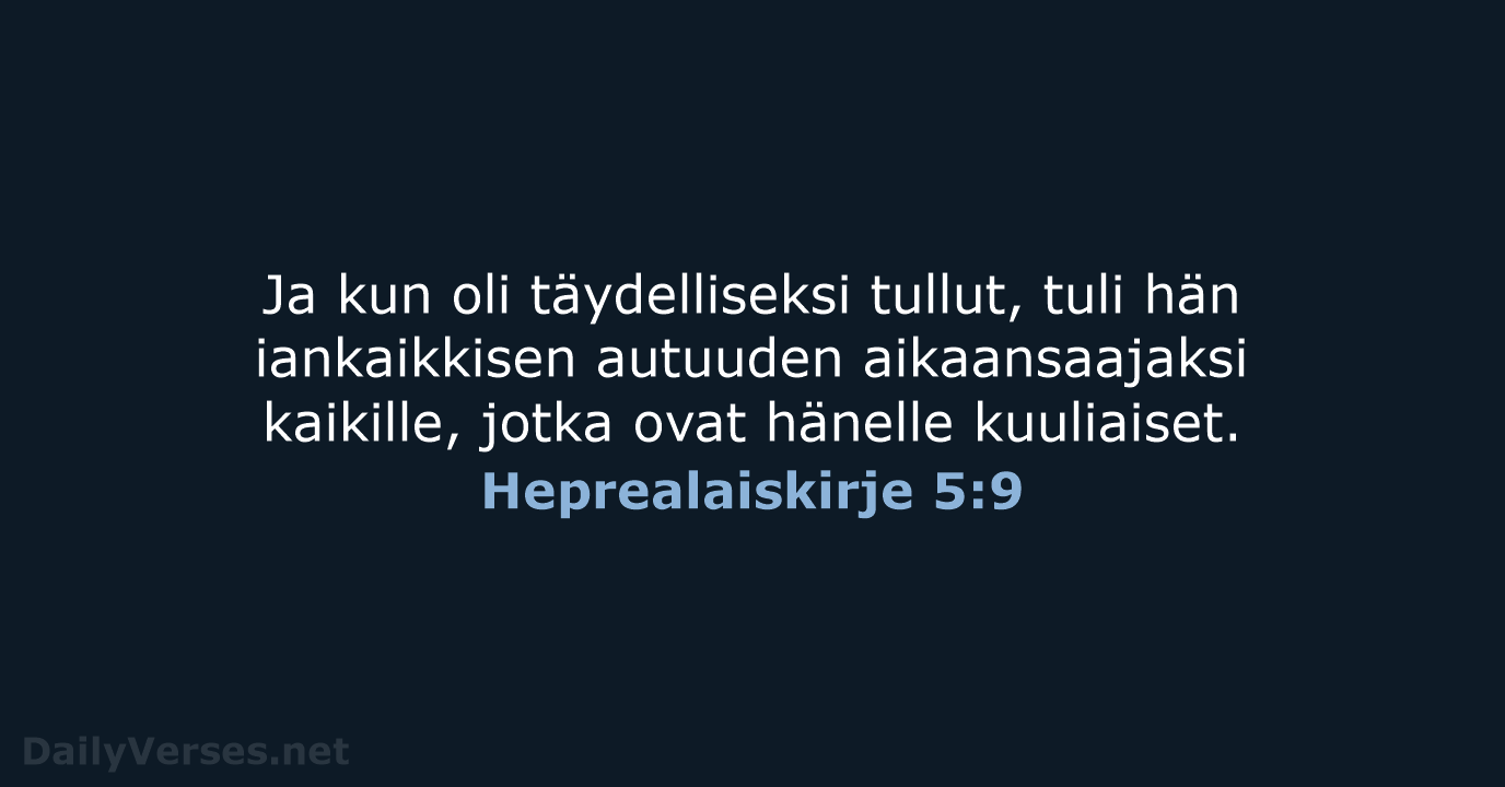 Heprealaiskirje 5:9 - KR38