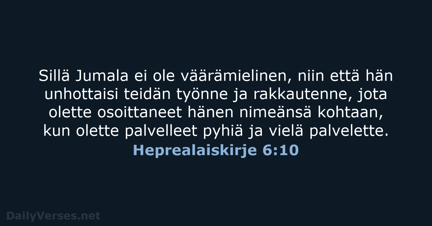 Heprealaiskirje 6:10 - KR38