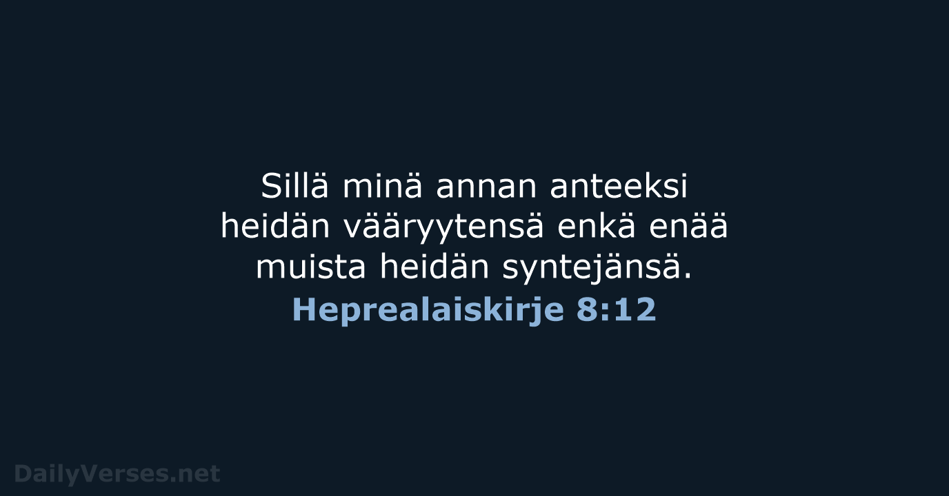 Heprealaiskirje 8:12 - KR38