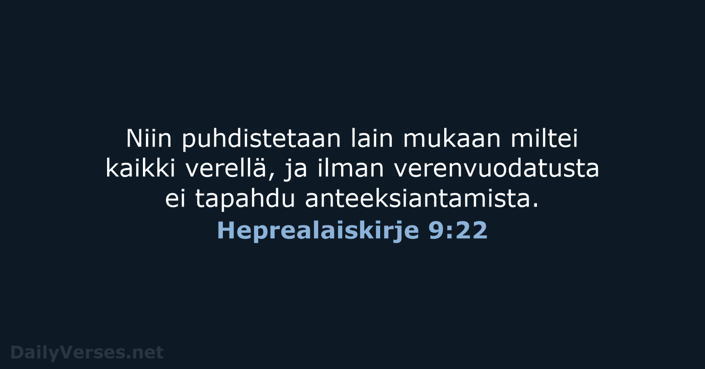 Heprealaiskirje 9:22 - KR38