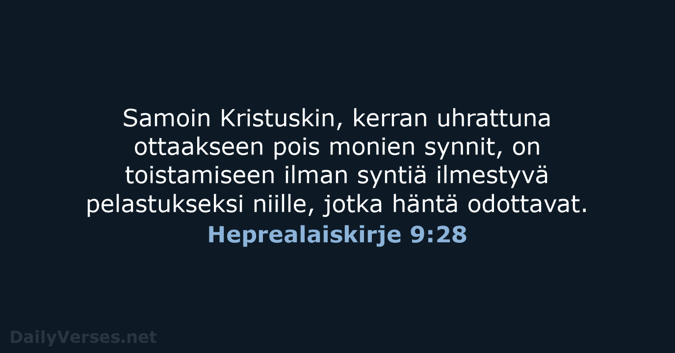 Heprealaiskirje 9:28 - KR38