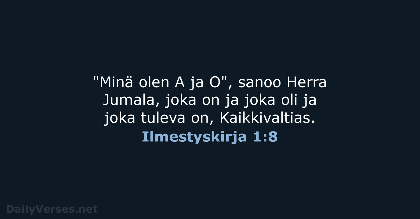 Ilmestyskirja 1:8 - KR38