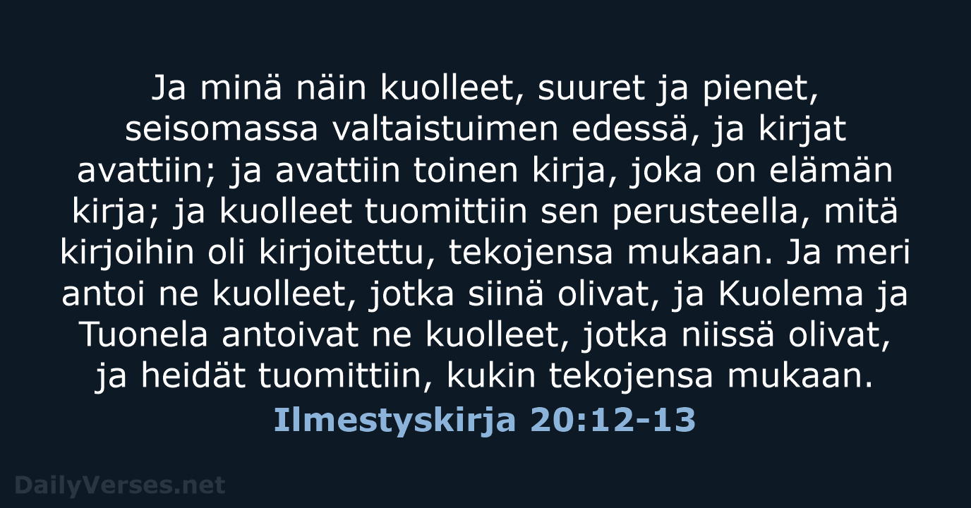 Ilmestyskirja 20:12-13 - KR38