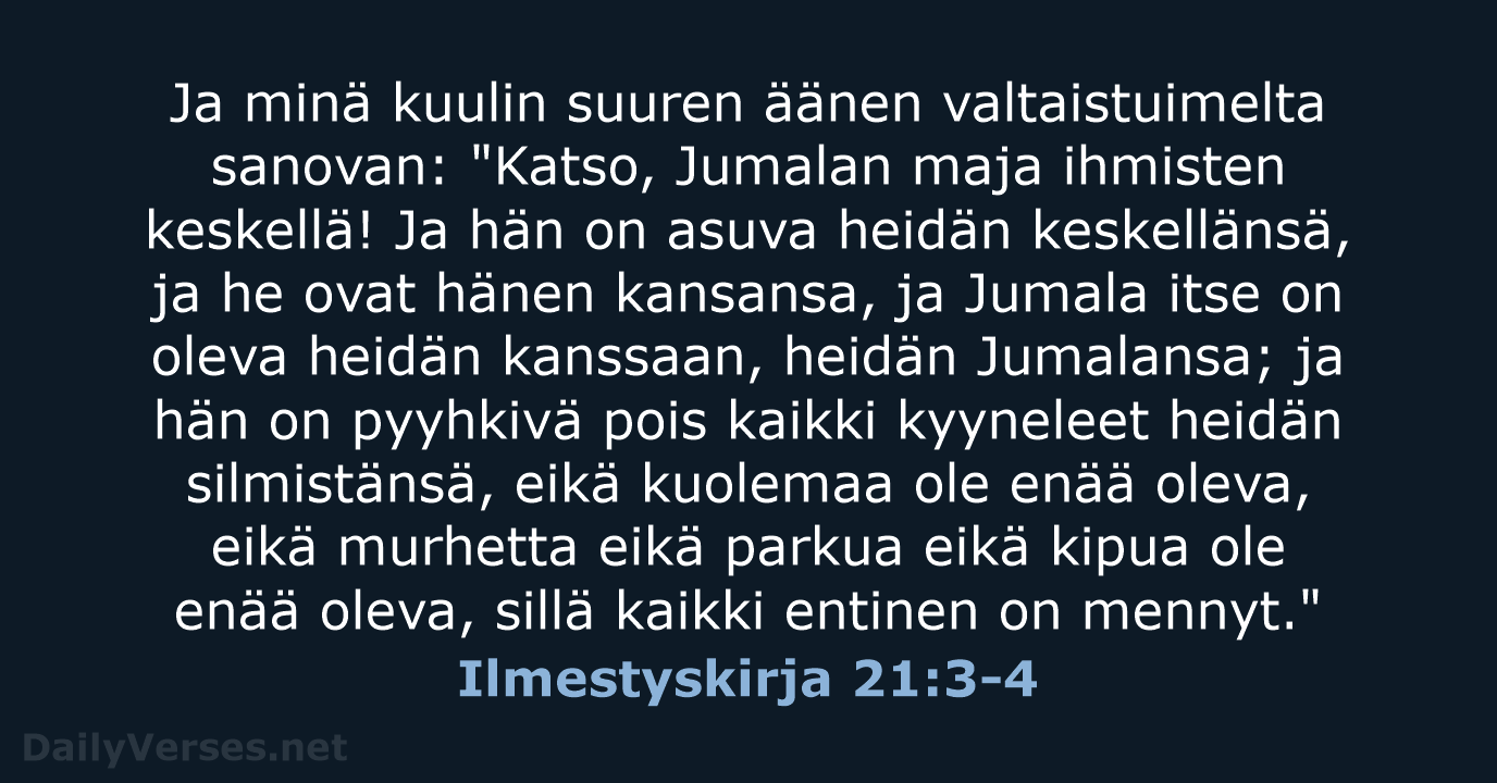 Ilmestyskirja 21:3-4 - KR38