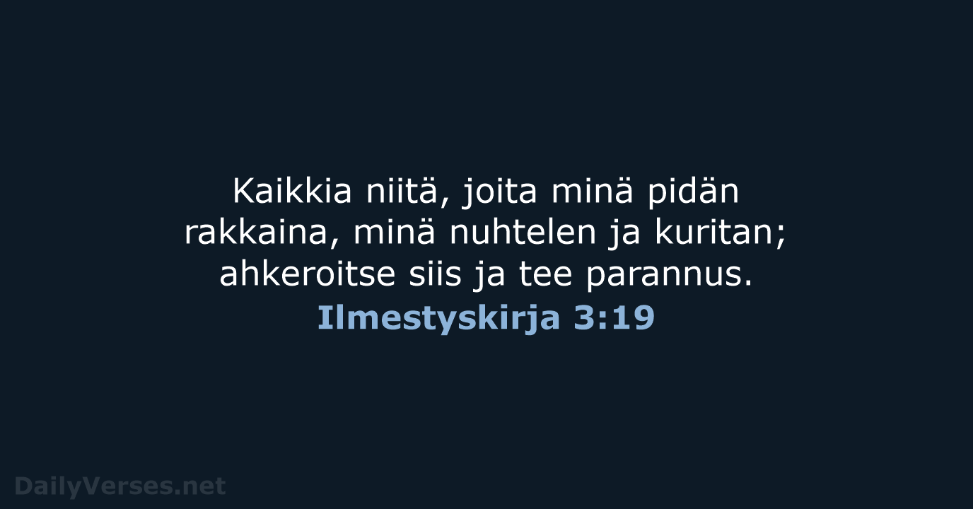 Ilmestyskirja 3:19 - KR38