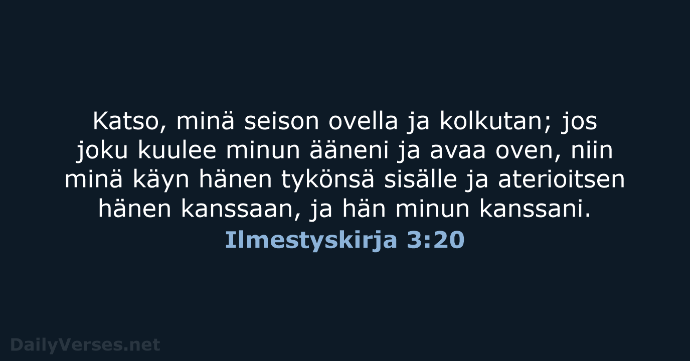 Ilmestyskirja 3:20 - KR38