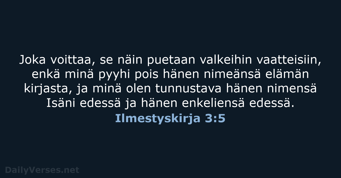 Ilmestyskirja 3:5 - KR38