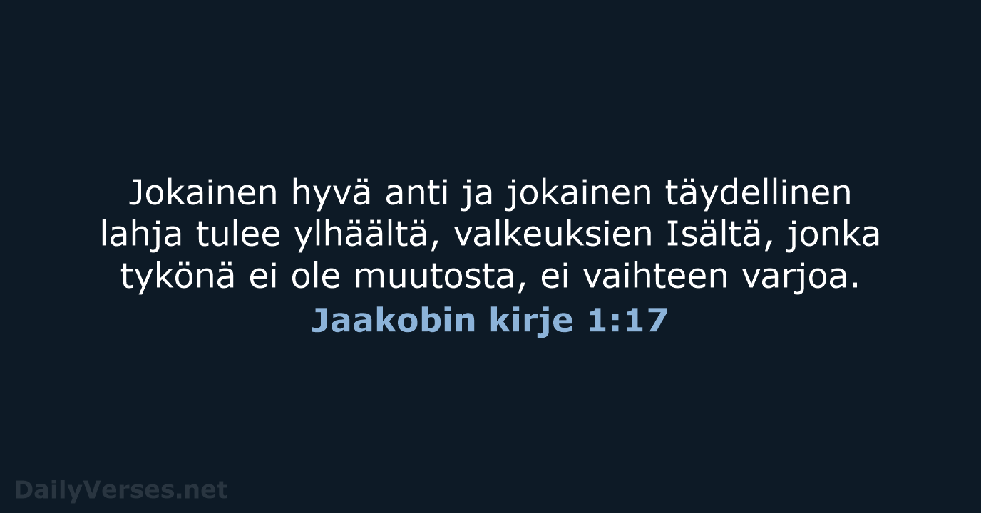 Jaakobin kirje 1:17 - KR38