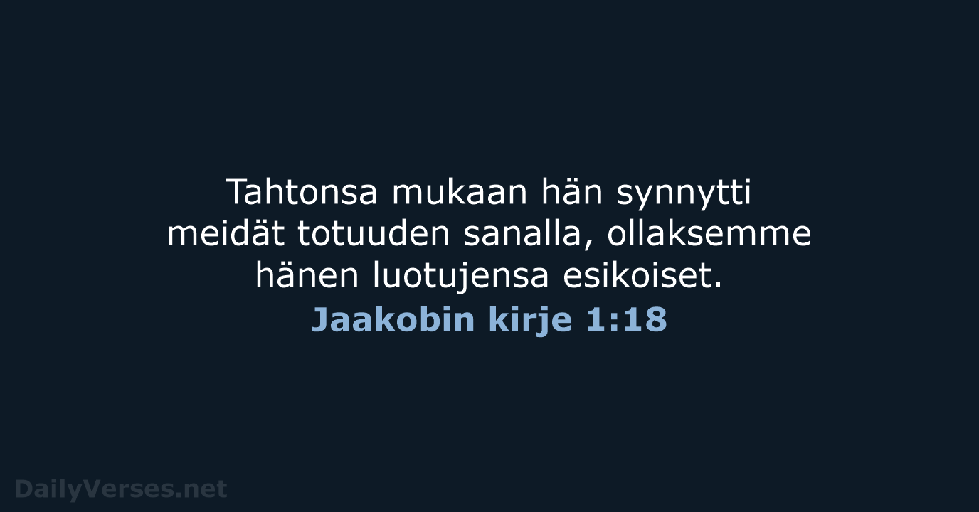 Jaakobin kirje 1:18 - KR38