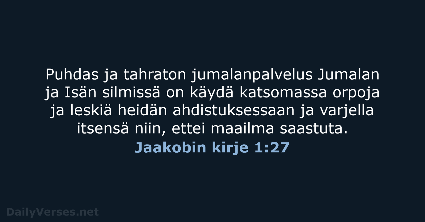 Jaakobin kirje 1:27 - KR38