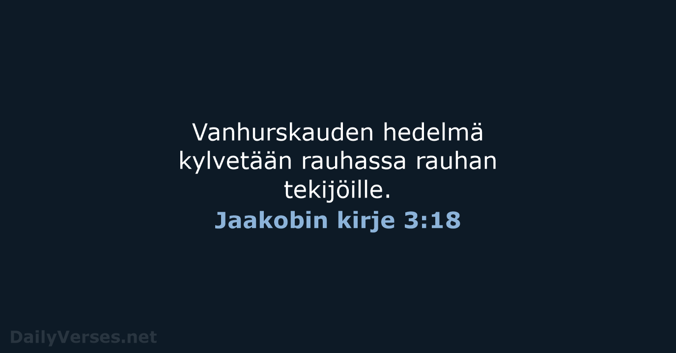 Jaakobin kirje 3:18 - KR38