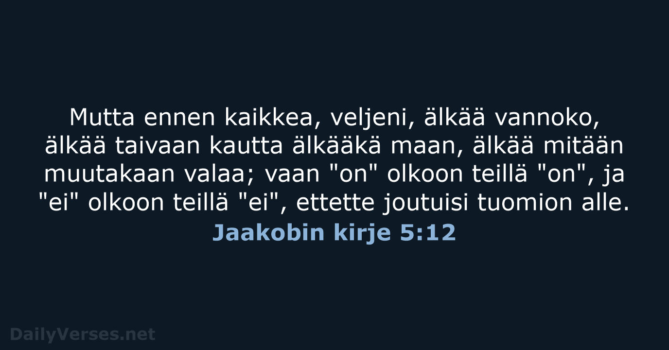 Jaakobin kirje 5:12 - KR38