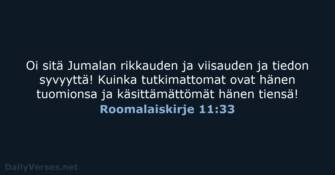 Roomalaiskirje 11:33 - KR38