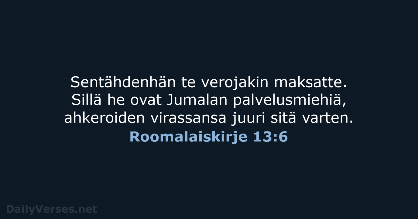 Roomalaiskirje 13:6 - KR38