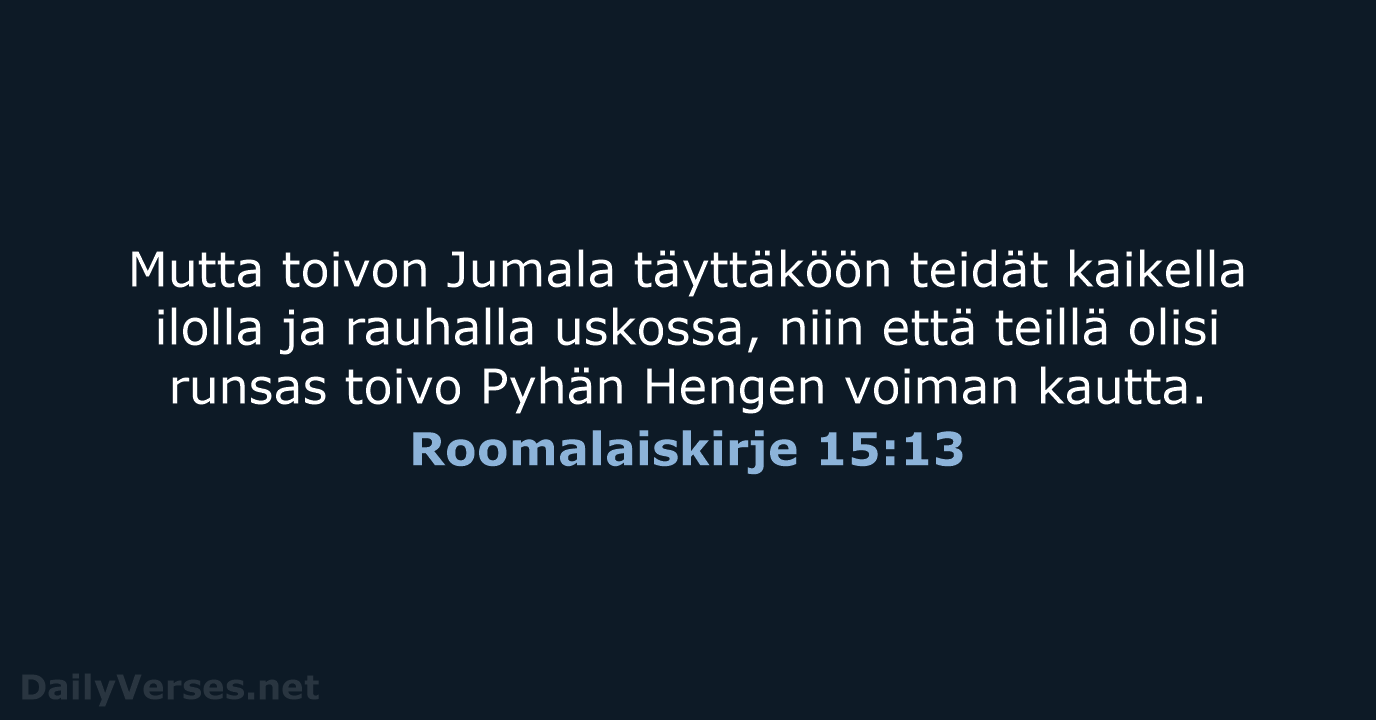 Roomalaiskirje 15:13 - KR38