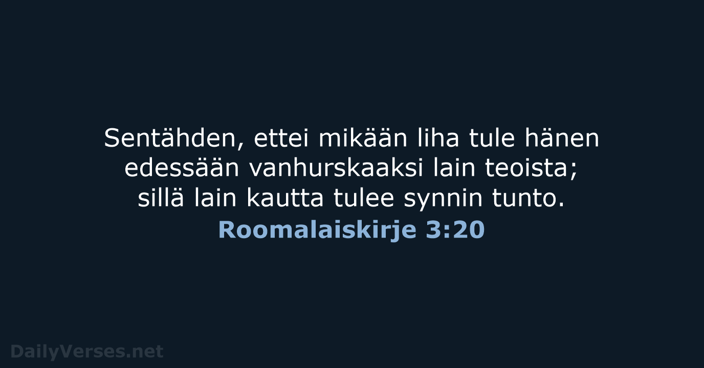 Roomalaiskirje 3:20 - KR38