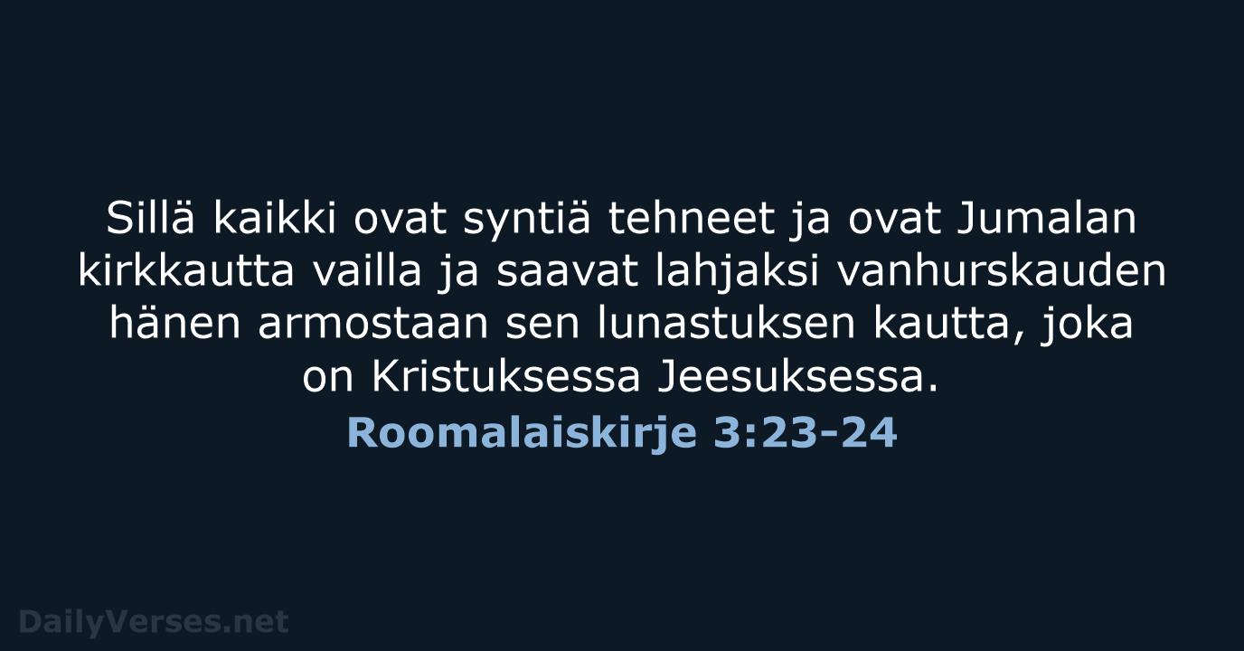 Roomalaiskirje 3:23-24 - KR38