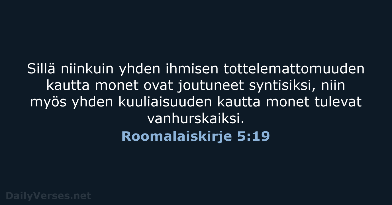 Roomalaiskirje 5:19 - KR38