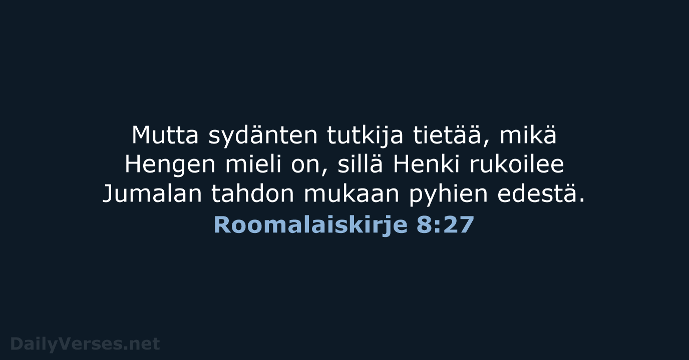 Roomalaiskirje 8:27 - KR38