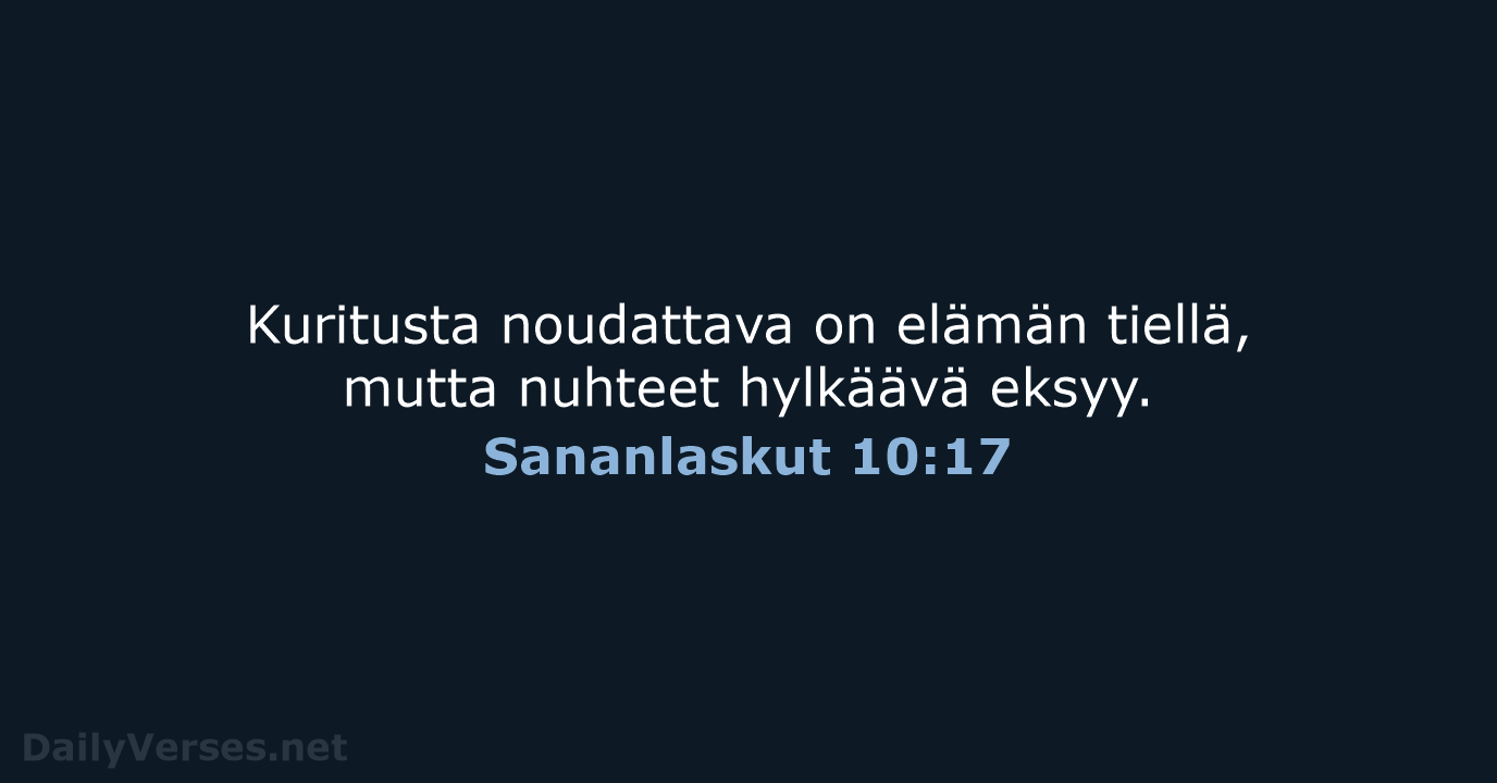 Sananlaskut 10:17 - KR38