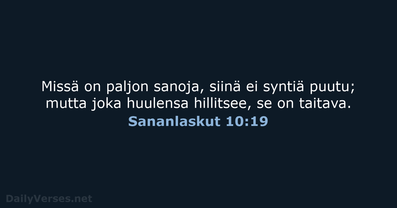 Sananlaskut 10:19 - KR38