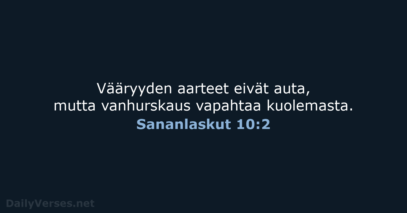 Sananlaskut 10:2 - KR38