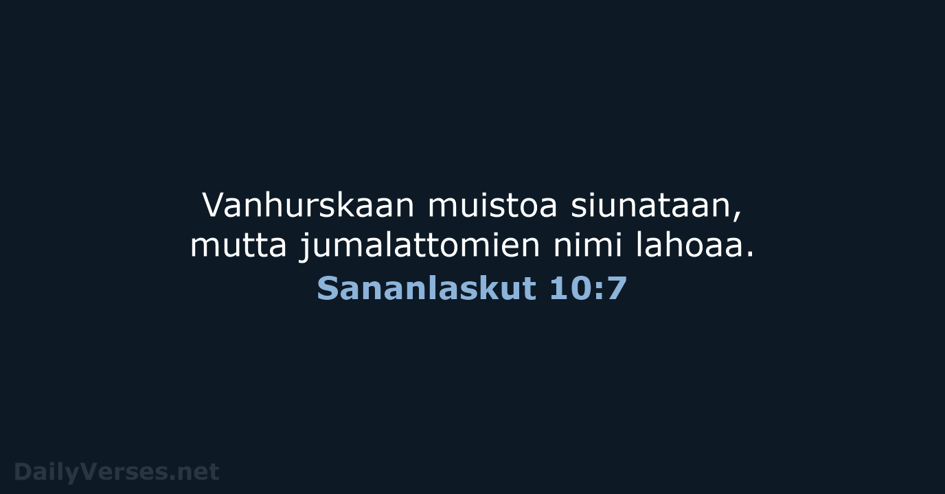 Sananlaskut 10:7 - KR38