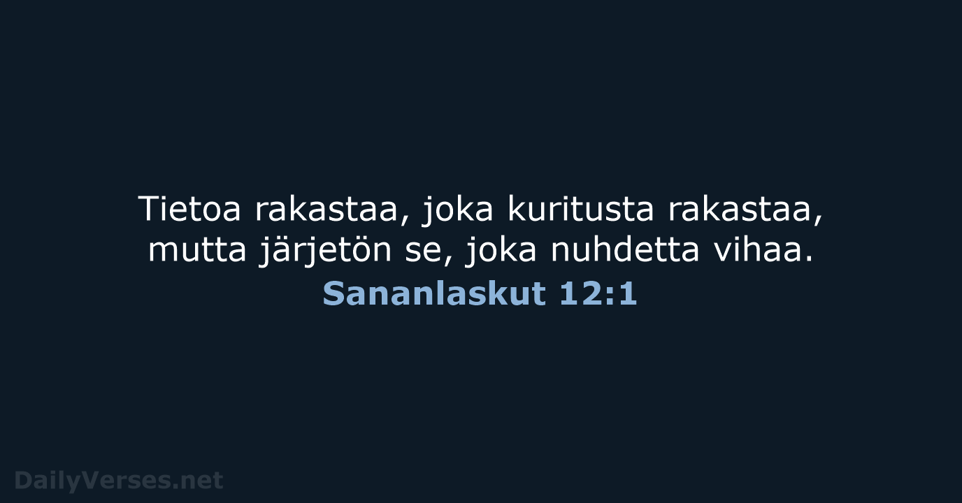 Sananlaskut 12:1 - KR38