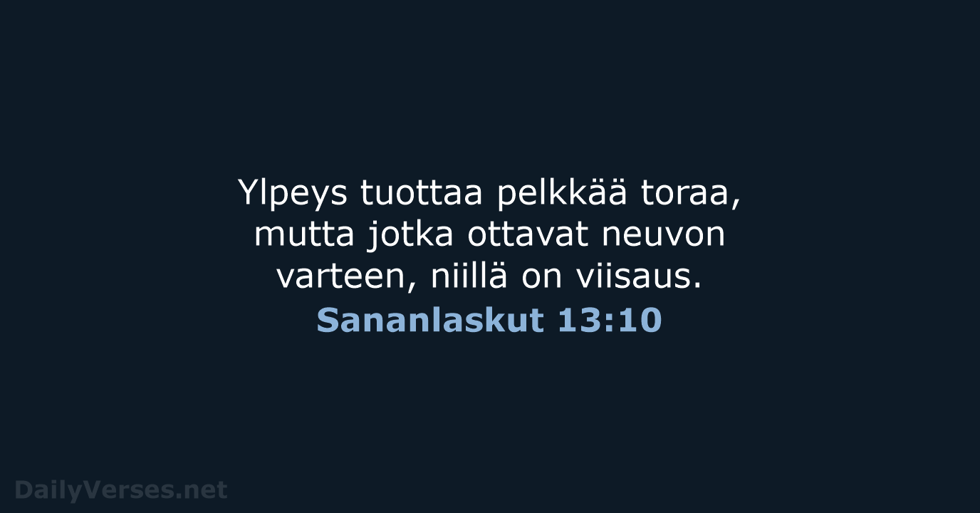 Sananlaskut 13:10 - KR38