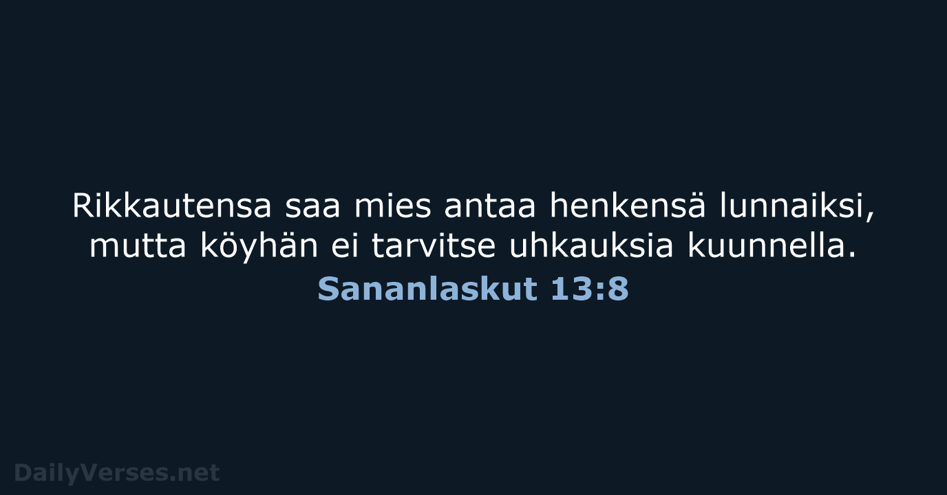 Sananlaskut 13:8 - KR38