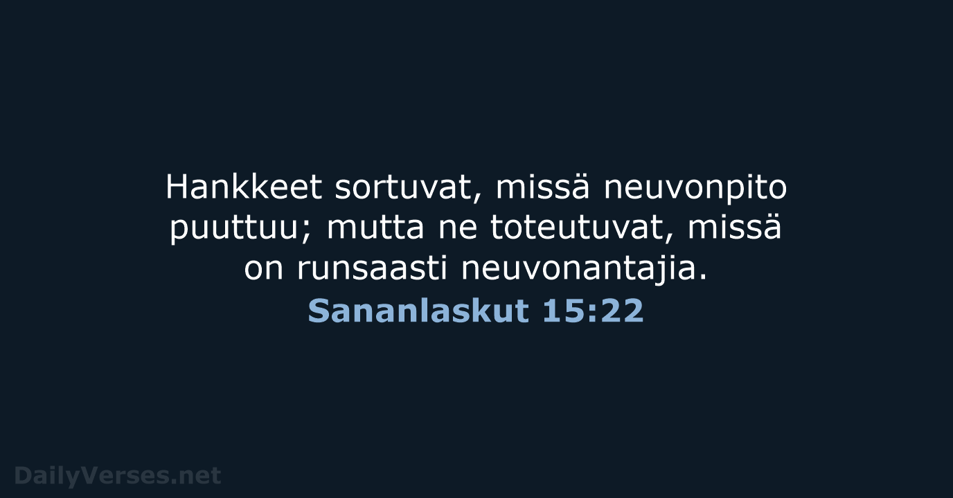 Sananlaskut 15:22 - KR38