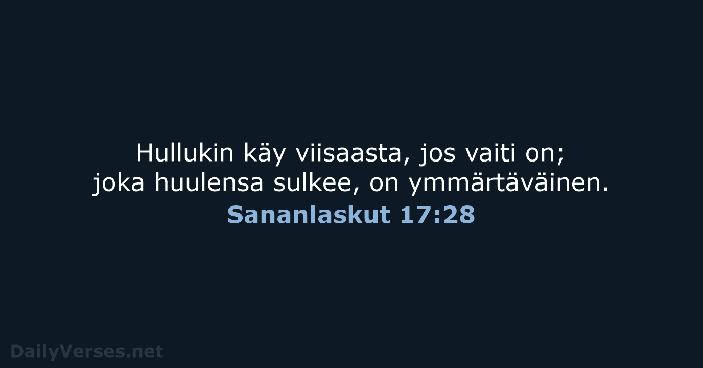 Sananlaskut 17:28 - KR38