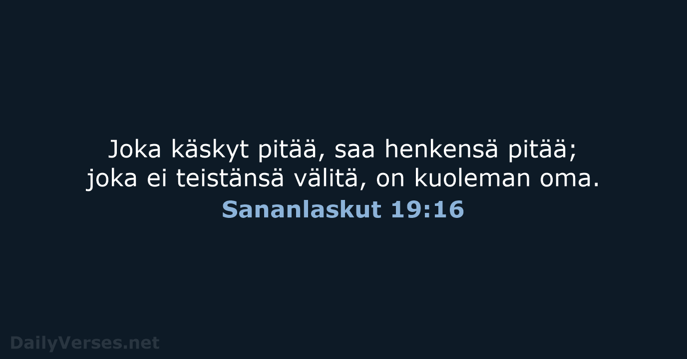 Sananlaskut 19:16 - KR38