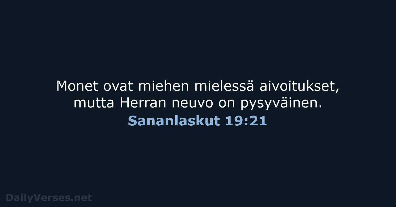 Sananlaskut 19:21 - KR38