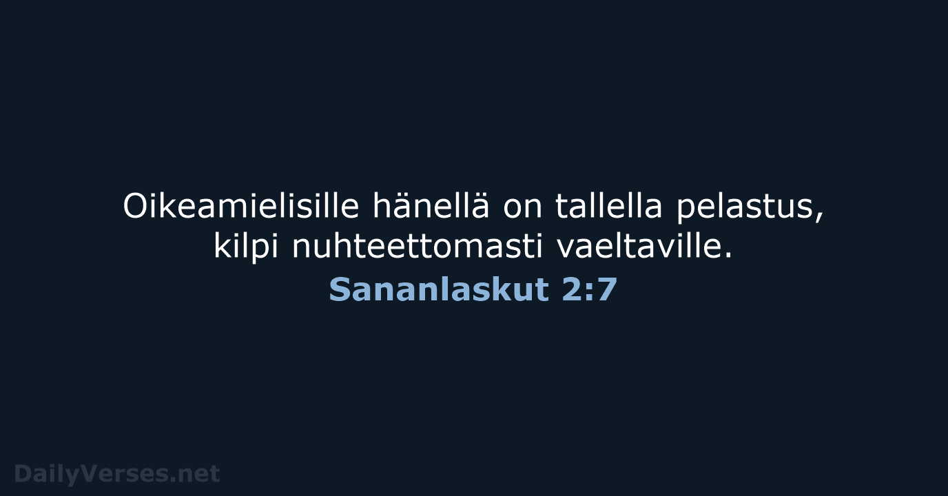 Sananlaskut 2:7 - KR38