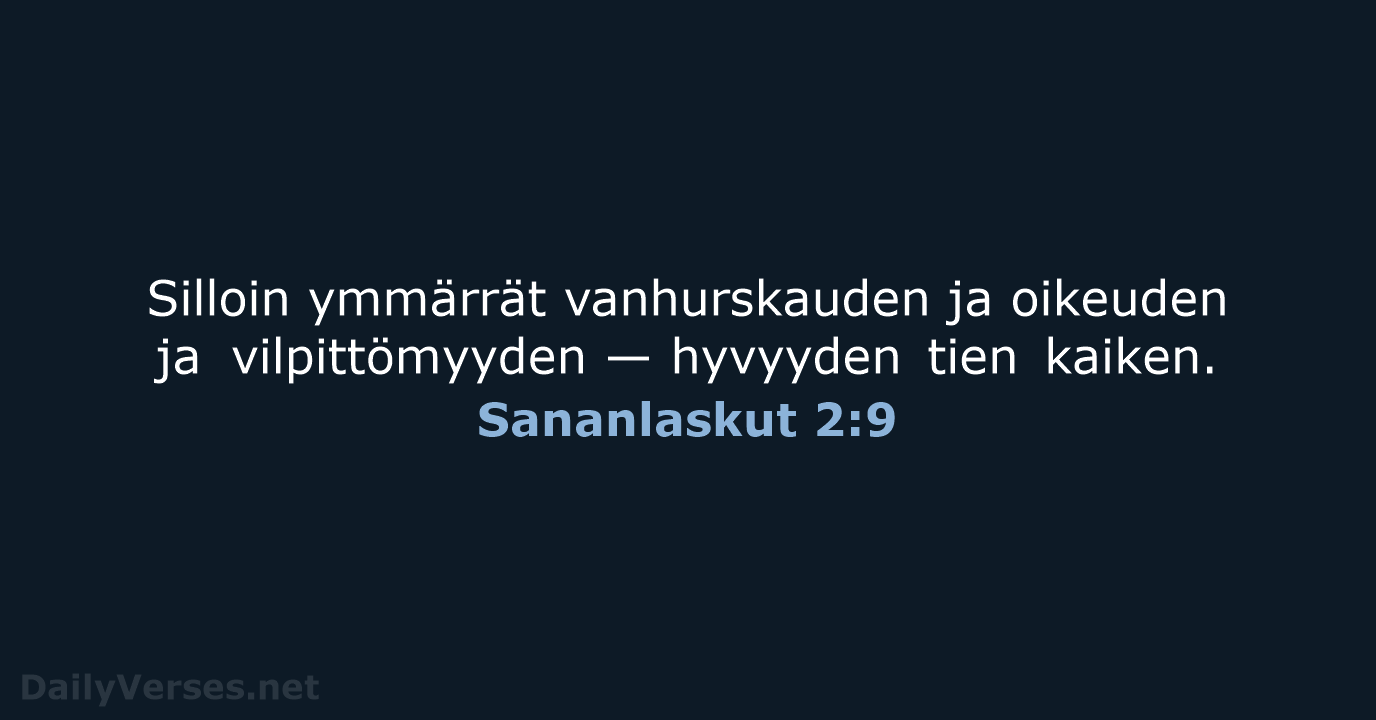 Sananlaskut 2:9 - KR38