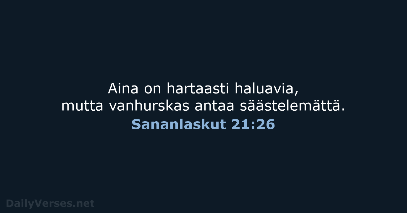 Sananlaskut 21:26 - KR38