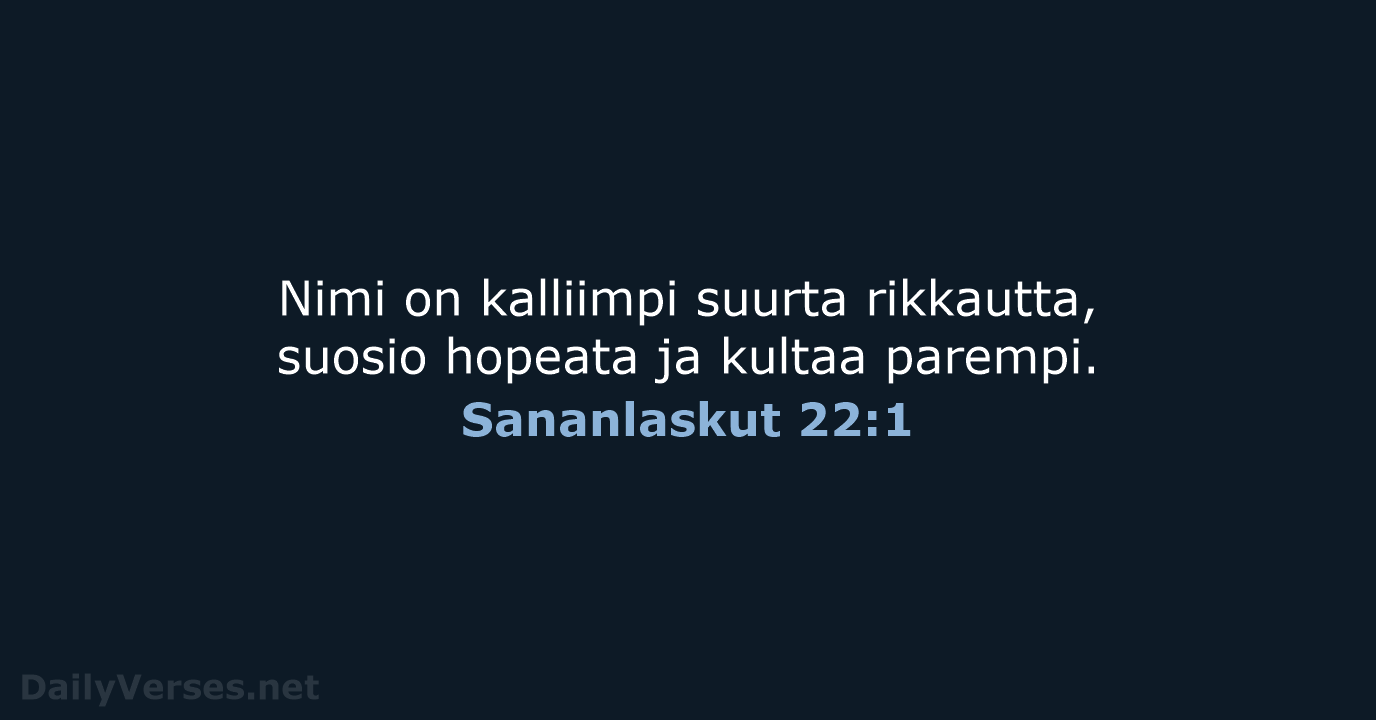 Sananlaskut 22:1 - KR38